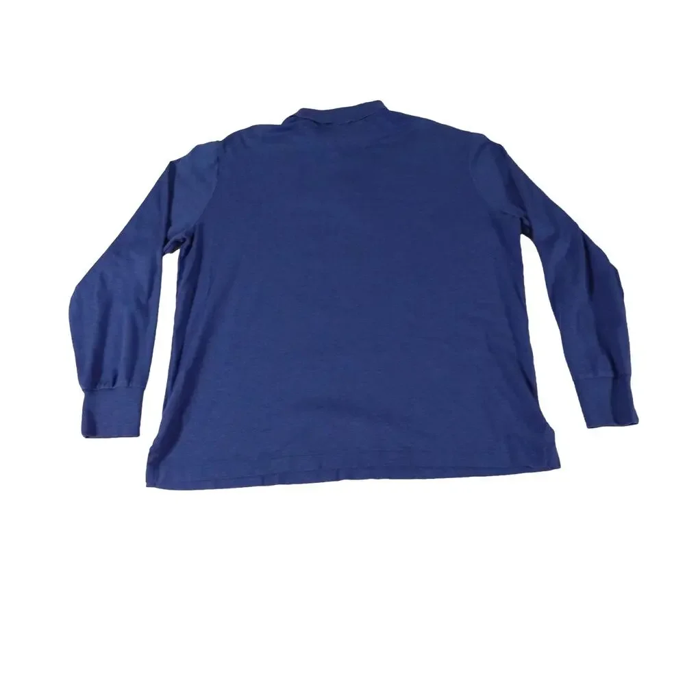 Ralph Lauren Flesh Pony Long Sleeve Blue Polo Shirt Men's Classic Fit Large